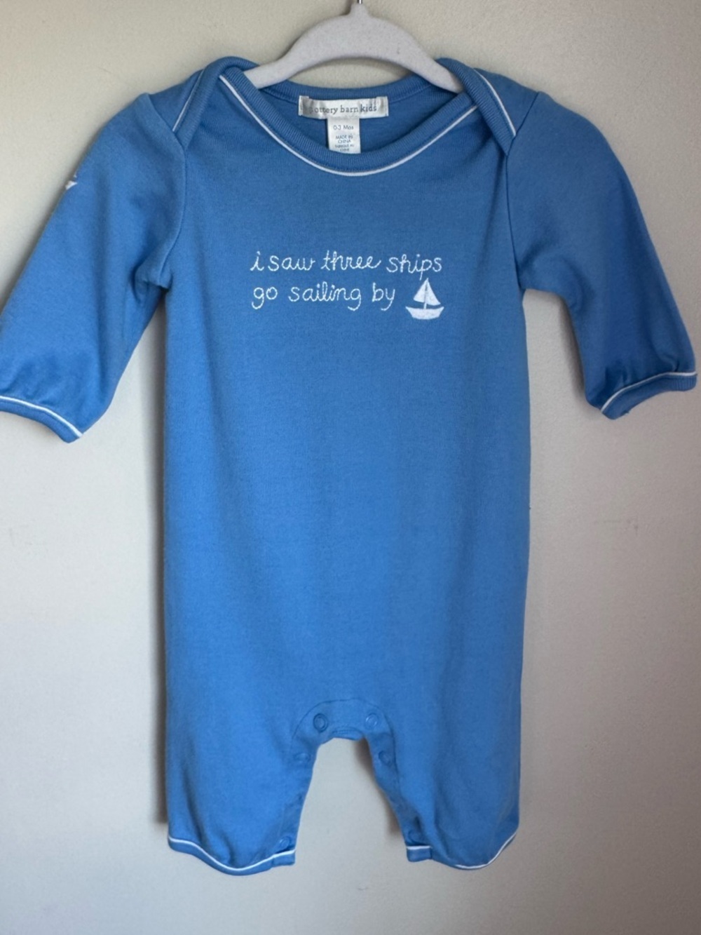 Pottery Barn Kids Nautical Blue Romper Size 0-3M